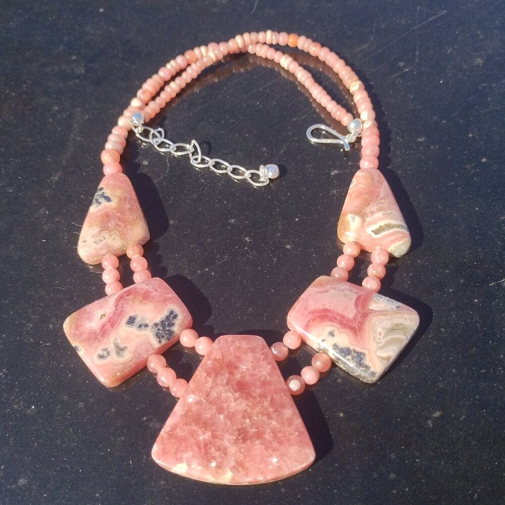 Jay King DTR  925 Sterling Silver Rhodochrosite statement necklace new in box